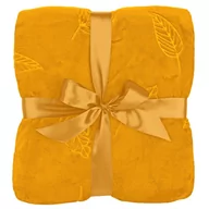 Koce - Koc Calen 130x170 musztardowy wytłaczany w liście mikroflanela Lato 23 - miniaturka - grafika 1