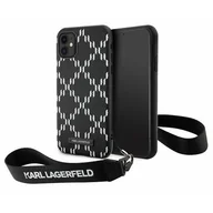 Etui i futerały do telefonów - Karl Lagerfeld KLHCN61SAKLMBSK iPhone 11 / Xr  6.1" czarny/black hardcase Monogram Losange Saffiano - miniaturka - grafika 1