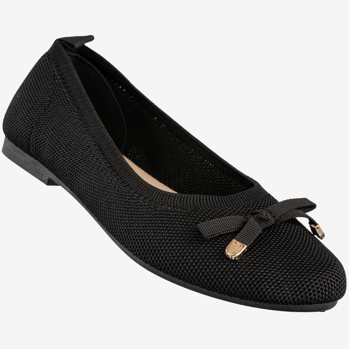 Baleriny Damskie Buty Z Kokardką Płaski Obcas Czarne Bella Paris CB130 Czarny 36