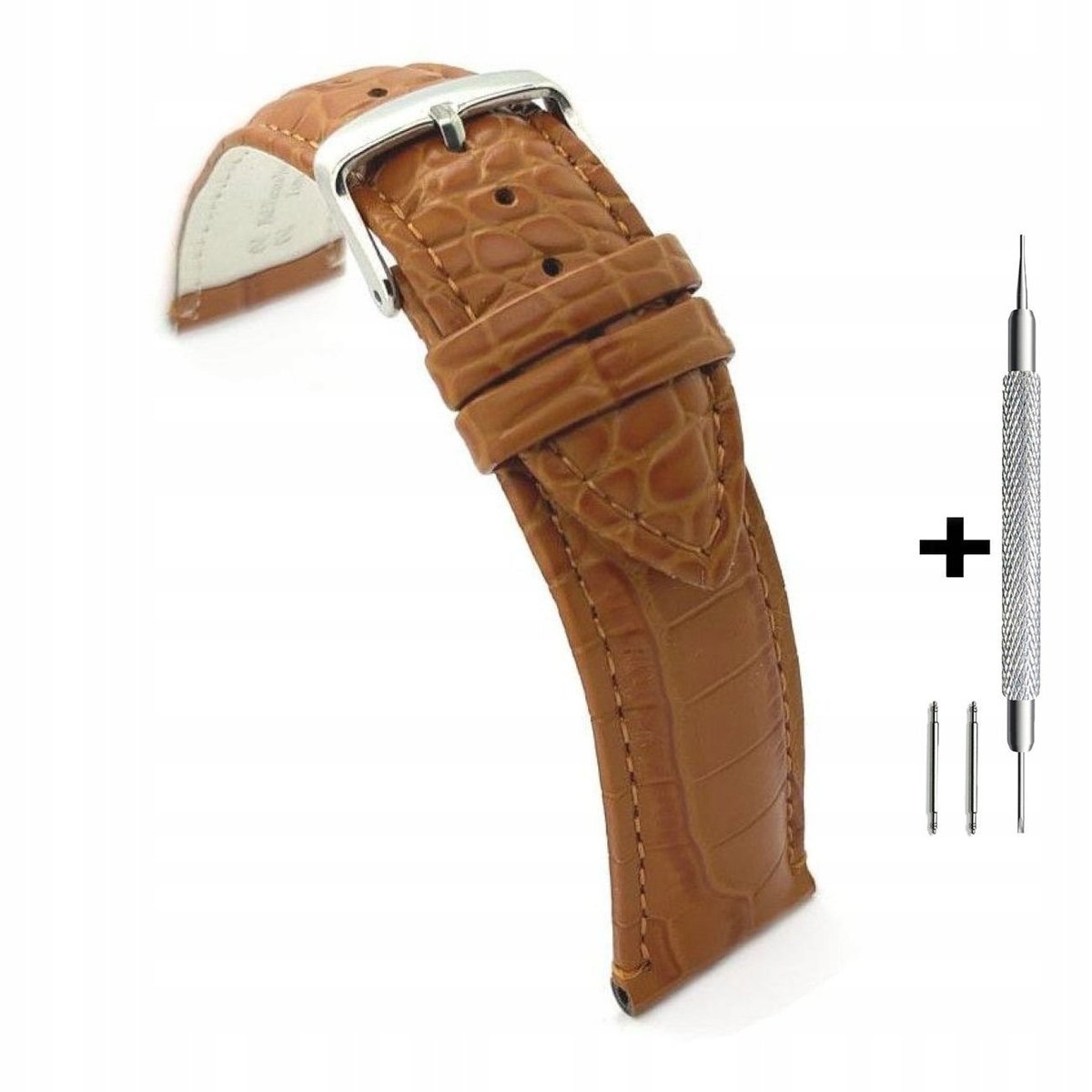 Jasnobrązowy pasek 18 mm skórzany DILOY 412.18.03 +