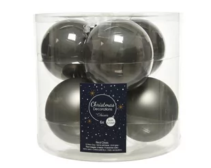 Bombki szklane 7cm 8szt na choinkę połyskowe / matowe Szary - Bombki - miniaturka - grafika 1