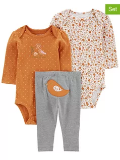 Body dla niemowląt - carter's 3-częściowy zestaw w kolorze pomarańczowo-szarym - grafika 1