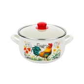 Garnki - Garnek emaliowany pyza KOGUCIK pokrywka 18 cm 3 l - miniaturka - grafika 1