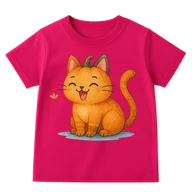 Koszulki dla dziewczynek - Fuksjowa koszulka dla dziewczynki z dynią - WZÓR kotdynia - miniaturka - grafika 1