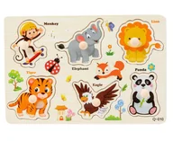 Puzzle - PUZZLE UKŁADANKA DREWNIANA DZIKIE ZWIERZĘTA 22x15xm - miniaturka - grafika 1