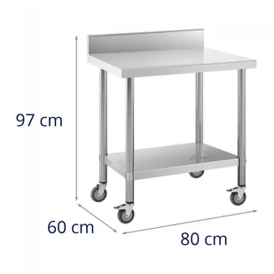 Stół ze stali nierdzewnej na kółkach - 60 x 80 cm - 135 kg ROYAL CATERING 10012814 RCAT-80/60-WS - Meble gastronomiczne - miniaturka - grafika 4
