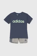 Dresy i komplety dla chłopców - adidas komplet bawełniany dziecięcy kolor szary - miniaturka - grafika 1