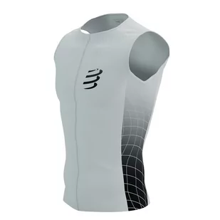 COMPRESSPORT Triathlonowa koszulka kompresyjna TRI POSTURAL AERO TANK TOP black/white print - Koszulki sportowe męskie - miniaturka - grafika 1