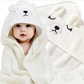 Okrycia kąpielowe dla dzieci - Ręcznik Okrycie Kąpielowe Z Kapturem Ponczo 80X80 Cm Kąpielowy Z Kapturkiem - miniaturka - grafika 1