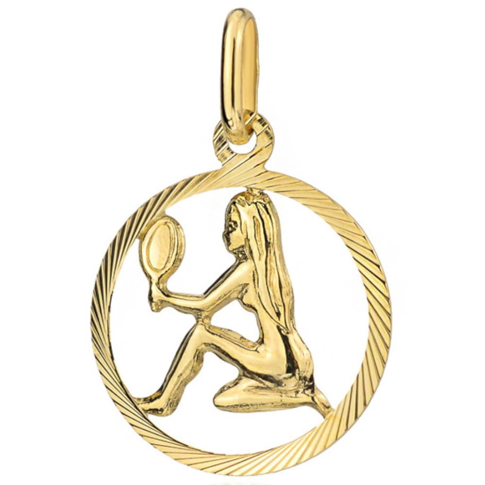 Złota zawieszka znak zodiaku panna w kole pr. 585