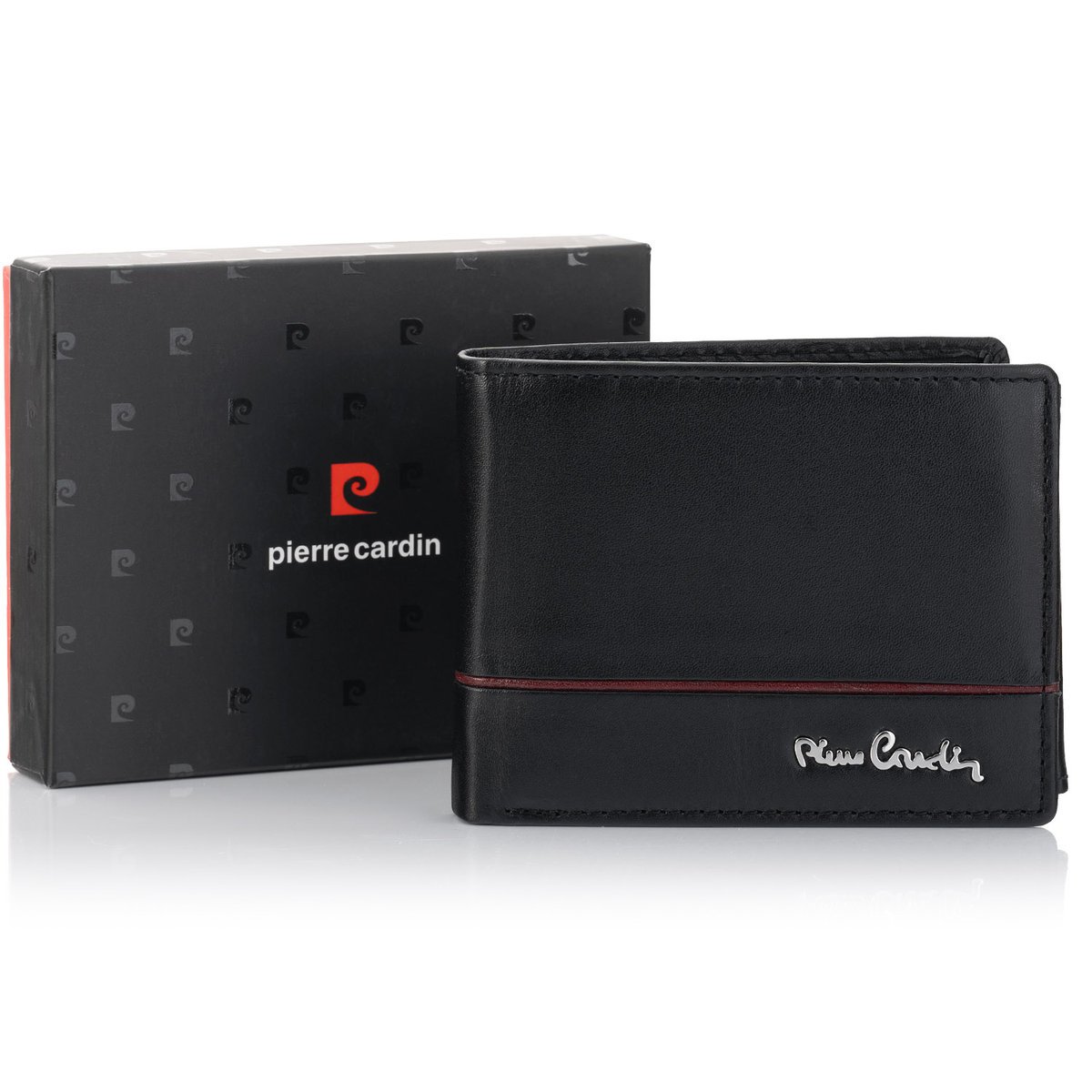 Nieduży elegancki portfel męski YS605 323 z RFID - czarno-czerwony