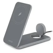 Stacje dokujące do telefonów - Epico Bezprzewodowa ładowarka Mag+ Foldable Charging Stand 9915111900090 Szara - miniaturka - grafika 1