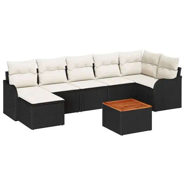 Zestaw Modularnych Mebli Ogrodowych, Rattan, Czarny/Biały, 55x55x37 cm