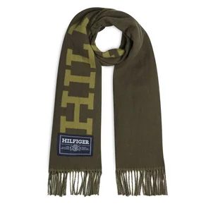 Szalik Tommy Hilfiger AM0AM12838 Zielony - Apaszki i szaliki damskie - miniaturka - grafika 1