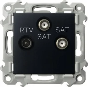 Ospel Gniazdo RTV-SAT Ospel Szafir GPA-Z2S/m/33 z dwoma wyjściami SAT czarny metalik - Gniazdka elektryczne - miniaturka - grafika 1