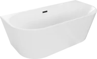 Wanny - Mexen Oval wanna wolnostojąca przyścienna 140 x 75 cm, biała, przelew czarny - 52671407500-70 - miniaturka - grafika 1