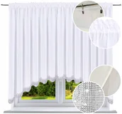 Firany - Firana gotowa z cyrkoniami w łuk 170x200 klasyczna firany gładkie białe - miniaturka - grafika 1