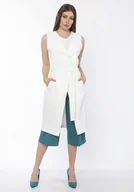 Marynarki i żakiety damskie - Długa kamizelka, km104 ecru - miniaturka - grafika 1