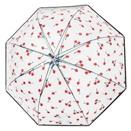 Parasole - Parasol damski Perletti półautomatyczny długi transparentny w czereśnie - miniaturka - grafika 1