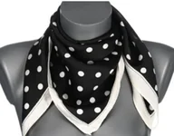 Apaszki i szaliki damskie - Chusta damska apaszka SATYNOWA gawroszka GB-38 czarna w białe groszki - miniaturka - grafika 1