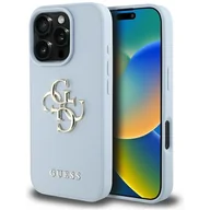 Etui i futerały do telefonów - Guess Etui Grained Big 4G Small Classic Logo do iPhone 16 Pro Max, niebieskie - miniaturka - grafika 1