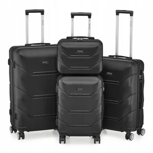 ZESTAW WALIZEK 4w1 - WALIZKA PODRÓŻNA 28" 24" 19" i 14" - TREVISO - CZARNY - Walizki - miniaturka - grafika 1