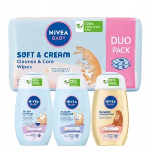 NIVEA BABY Zestaw dla niemowląt szampon, mleczko oliwka + chusteczki - Kosmetyki kąpielowe dla dzieci - miniaturka - grafika 1