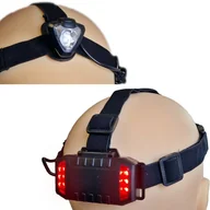 Latarki - Latarka czołowa przód + tył sportowa turystyczna 3 tryby 100lm czarna Lethe - miniaturka - grafika 1