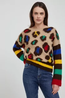 Swetry damskie - Benetton United Colors of United Colors of sweter z domieszką wełny damski lekki - grafika 1