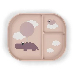 Done by Deer - Talerzyk antypoślizgowy z przegródkami Foodie, Happy Clouds Powder - Miseczki i talerzyki dla dzieci - miniaturka - grafika 1