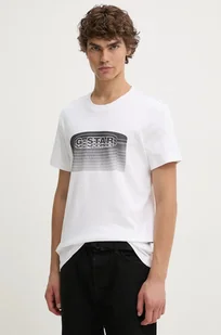 G-Star Raw t-shirt męski kolor biały z nadrukiem D25092-C812 - Koszulki męskie - miniaturka - grafika 1