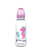 Butelki dla niemowląt - Canpol Babies Butelka wąska Love&Sea 250 ml rożowa - miniaturka - grafika 1