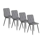 Krzesła - Zestaw Krzesło Tapicerowane Kuchenne Do Jadalni Salonu Loft Szare ROBIN 4x - miniaturka - grafika 1