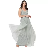 Sukienki - Maya Deluxe Damska sukienka maxi Maya bez rękawów w paski zdobiona sukienka maxi na studniówkę, zielona lilia, 16 - miniaturka - grafika 1