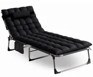 Leżaki ogrodowe - Elior Czarny składany leżak ogrodowy - Relora - miniaturka - grafika 1