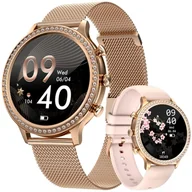 Smartwatch - Veltori VT310-1 Złota Bransoleta + Różowy Pasek Silikonowy - miniaturka - grafika 1