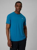 Koszulki męskie - 4F Koszulka trekkingowa regular szybkoschnąca męska - niebieska XXL - miniaturka - grafika 1