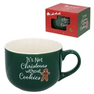 Kubki - Zielony kubek świąteczny z napisem, porcelanowy kubek na prezent 490 ml Uniwersalny - miniaturka - grafika 1