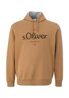 Bluzy męskie - s.Oliver Big Size męska bluza z logo z kapturem, brązowa, 3XL, brązowy, 3XL - miniaturka - grafika 1