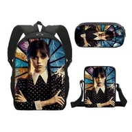 Torby na laptopy - Zestaw plecaków Wednesday Addams, tornister Torba na laptopa Casual Daypack dla chłopców i dziewcząt z małą torbą A - miniaturka - grafika 1