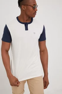 Koszulki męskie - Brixton t-shirt męski kolor beżowy gładki - grafika 1