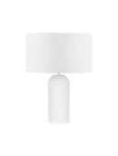 Lampy stojące - TUMARAPI LE44961 Lampa stołowa Biała z żebrowaną podstawą i cylindrycznym abażurem - miniaturka - grafika 1