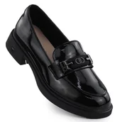 Mokasyny damskie - Skórzane półbuty damskie mokasyny lakierowane czarne Vinceza 39957 - miniaturka - grafika 1