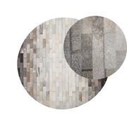 Dywany - Beliani Dywan patchworkowy okrągły skórzany 140 cm brązowo-beżowy DUTLAR - miniaturka - grafika 1