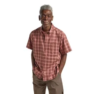 Koszule męskie - Męska koszula z krótkim rękawem Jack Wolfskin PLANALTO SHIRT M CHECK dark rust - S - miniaturka - grafika 1