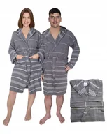 Piżamy damskie - Szara Podomka miękki zwiewny Szlafrok z kapturem Hammam rozmiar L Bawełna - miniaturka - grafika 1