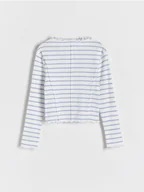 Bluzki dla dziewczynek - Reserved - Prążkowana koszulka - jasnoniebieski - miniaturka - grafika 1