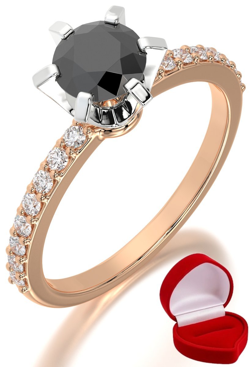 ZŁOTY PIERŚCIONEK ZARĘCZYNOWY 585 14k BRYLANT CZ. 0,70 ct RÓŻOWE ZŁOTO R28