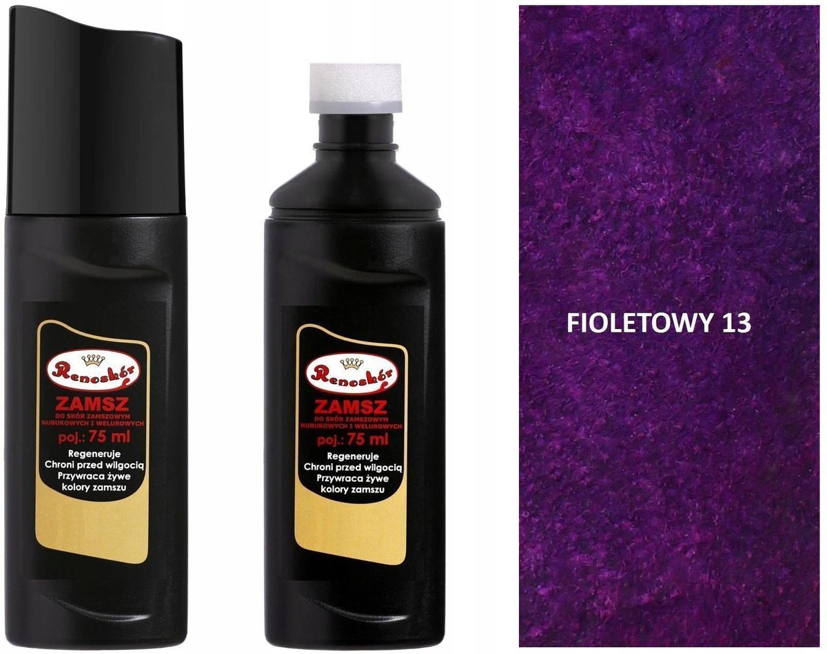 FIOLETOWY RENOWATOR KOLORU SKÓRY ZAMSZU NUBUKU WELURU PŁYN RENOSKÓR + PASTA