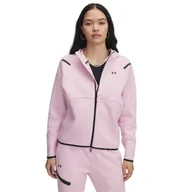 Bluzy damskie - Damska bluza treningowa rozpinana z kapturem Under Armour Unstoppable Fleece FZ - różowa - UNDER ARMOUR - miniaturka - grafika 1